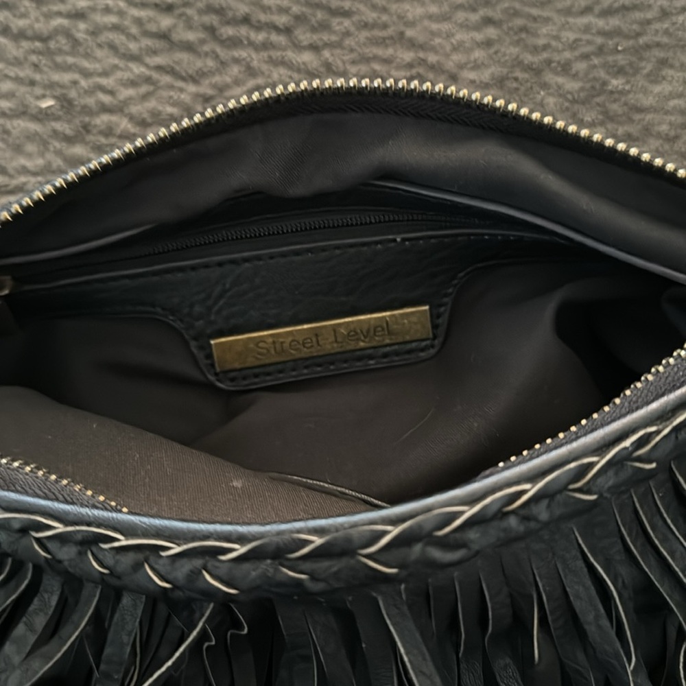 Street Level Black Fringe Crossbody Bag - Picture 5 of 5